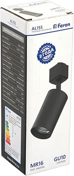 cветильник трековый 1-фазный Feron AL155 черный - упаковка