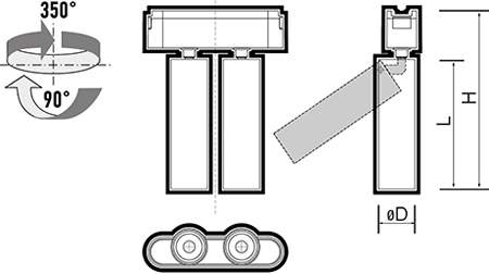 трековый led светильник Jazzway MTR16 2016 - размеры