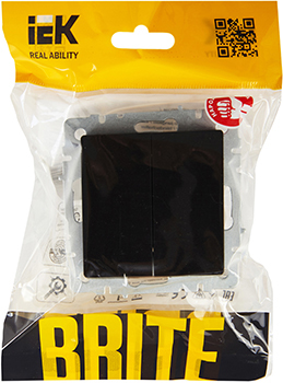 выключатель 2-клавишный IEK ВС10-2-0-БрЧ Brite - упаковка