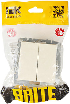 выключатель 2-клавишный IEK ВС10-2-0-БрКр Brite - упаковка