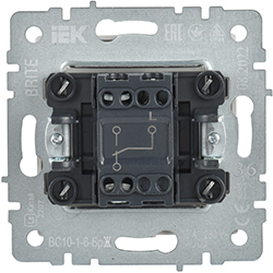 выключатель 1-клавишный проходной IEK ВС10-1-6-БрЖ Brite - вид с тыльной стороны