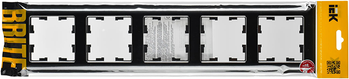 рамка 5-постовая IEK РУ-5-Бр Brite хром / черный - упаковка