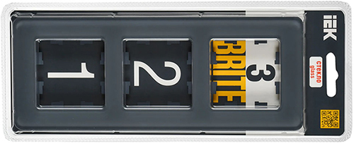 рамка 3-постовая IEK РУ-3-2-Бр стекло графит RE Brite - упаковка