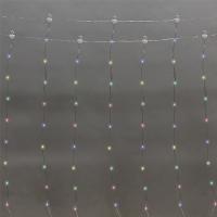 Гирлянда занавес 3*2м мульти 200свд с контроллером IP20 прозрачный провод роса, катушка, ДУ + USB