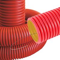 Труба гофра 50мм ПНД тяжелая двустенная 100м DKC красный 