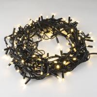 Гирлянда нить 10м теплый белый 120свд соединяемая IP67 черный провод эффект мерцания, (до 6мод)
