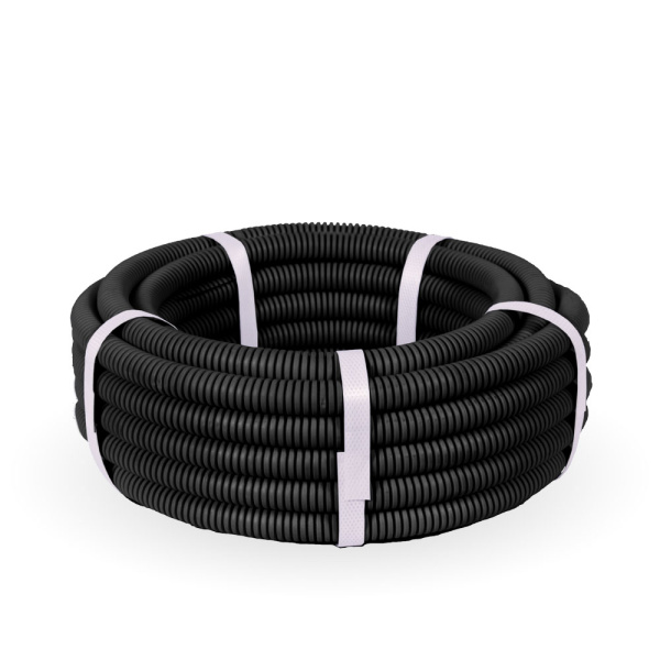 Труба гофра 16мм  легкая 10м ПРОМРУКАВ черный безгалогенная (HF)