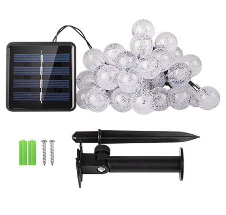 Гирлянда свд на солнечной батарее 6350мм IP55 нить шарики 30свд разноцв.8реж